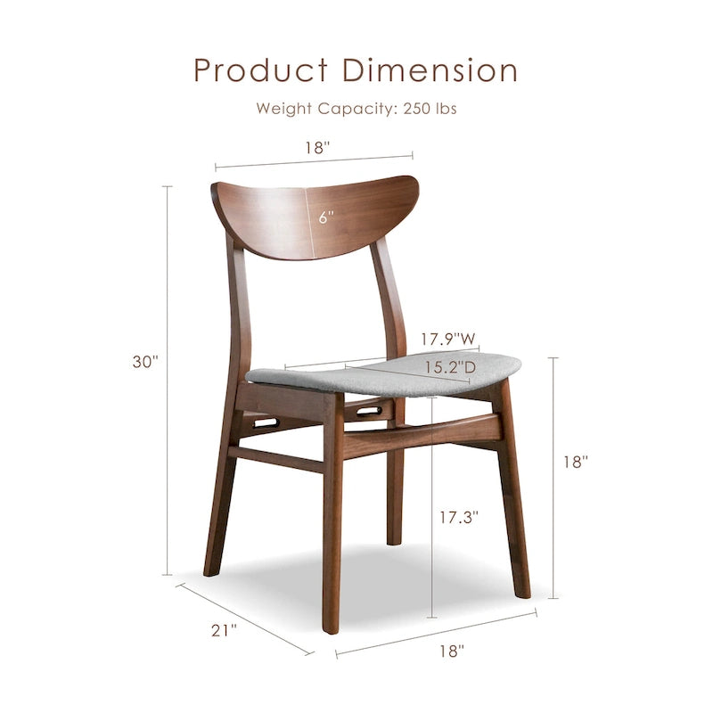 Sedie da pranzo imbottite Furniture of America Beck Mid-century in noce (set da 2)