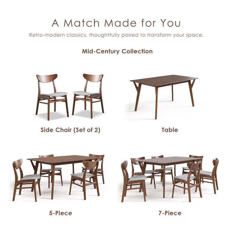 Sedie da pranzo imbottite Furniture of America Beck Mid-century in noce (set da 2)