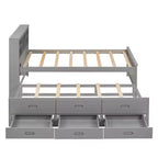 Letto a piattaforma con letto estraibile e cassetti, Letto a piattaforma contenitore con USB, Letto a piattaforma in legno con libreria