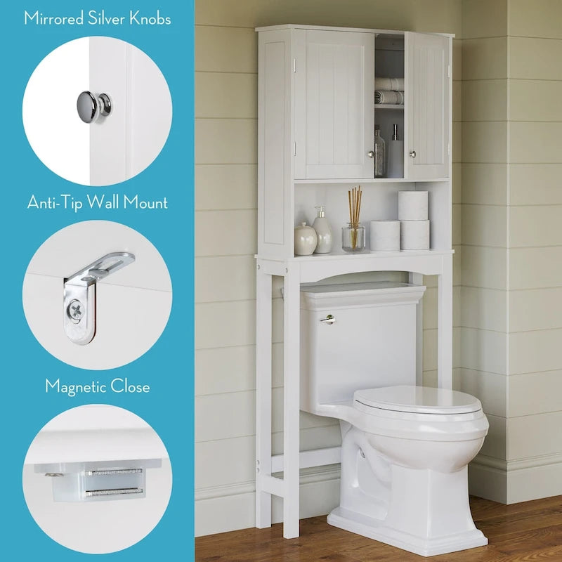 RiverRidge Ashland Salvaspazio bagno sopra il WC, armadietto da parete per medicinali con ripiano regolabile