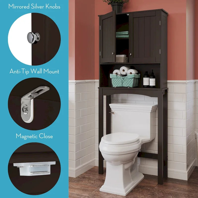RiverRidge Ashland Salvaspazio bagno sopra il WC, armadietto da parete per medicinali con ripiano regolabile