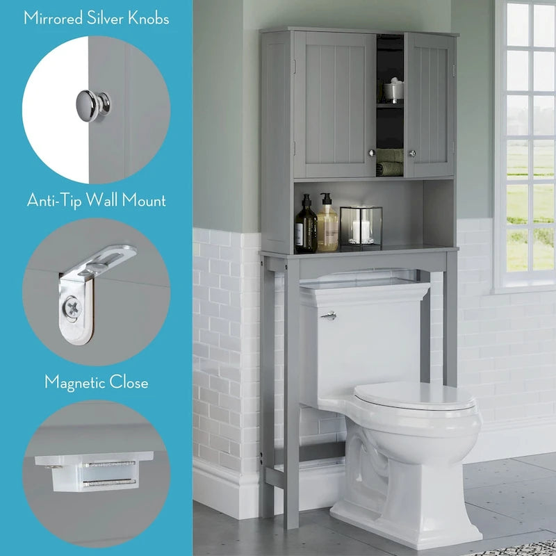 RiverRidge Ashland Salvaspazio bagno sopra il WC, armadietto da parete per medicinali con ripiano regolabile