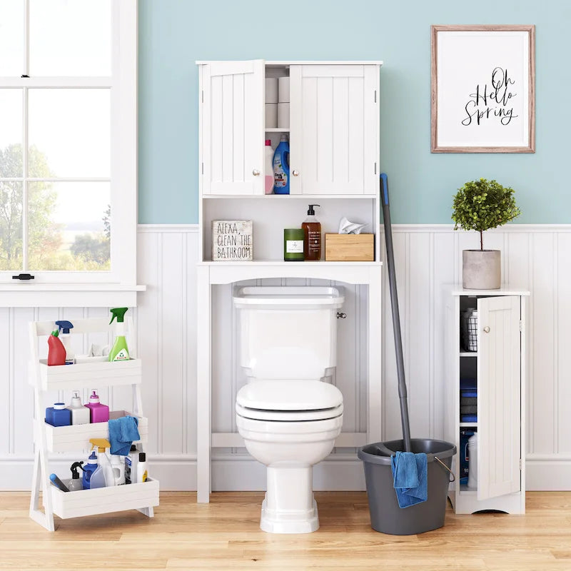 RiverRidge Ashland Salvaspazio bagno sopra il WC, armadietto da parete per medicinali con ripiano regolabile