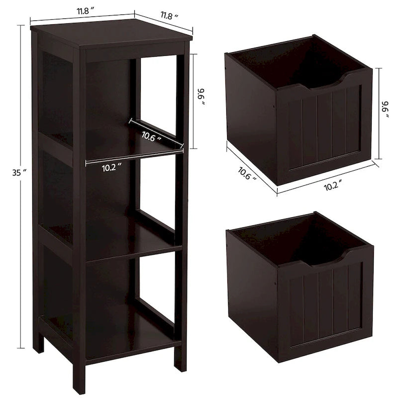 Yaheetech Mobile Bagno a Terra a 3 Ripiani, 2 Cassetti a Scomparsa 1 Scaffale