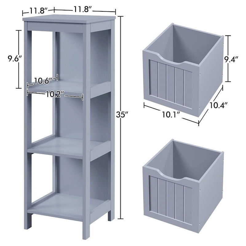 Yaheetech Mobile Bagno a Terra a 3 Ripiani, 2 Cassetti a Scomparsa 1 Scaffale