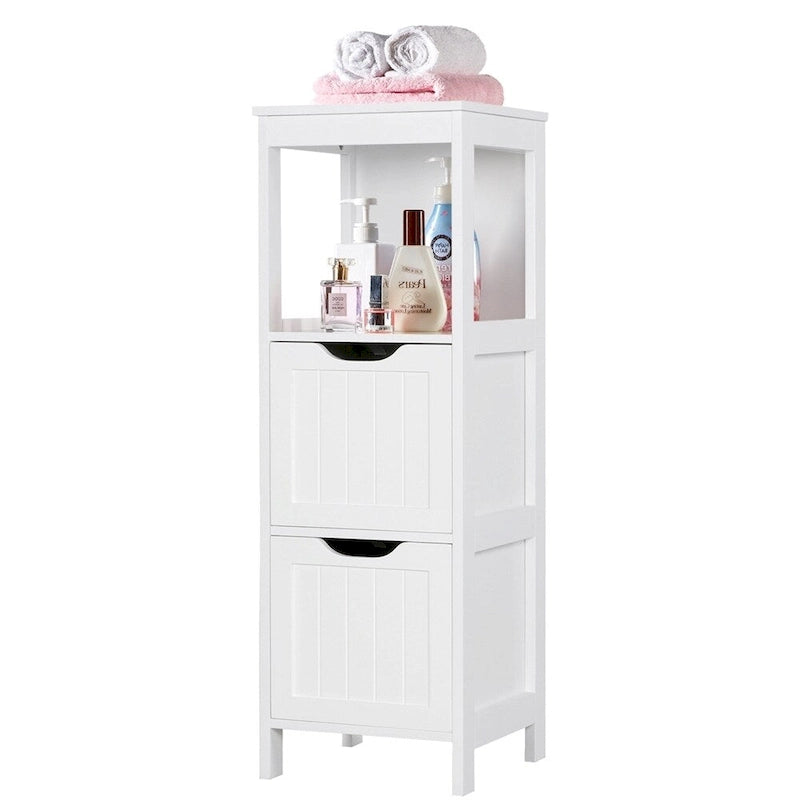 Yaheetech Mobile Bagno a Terra a 3 Ripiani, 2 Cassetti a Scomparsa 1 Scaffale