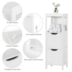 Yaheetech Mobile Bagno a Terra a 3 Ripiani, 2 Cassetti a Scomparsa 1 Scaffale