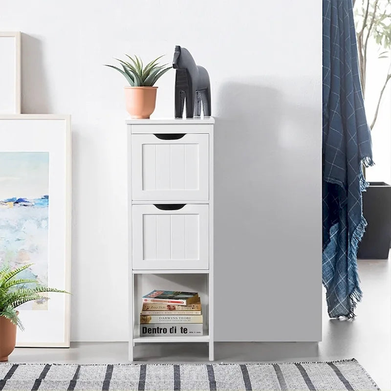Yaheetech Mobile Bagno a Terra a 3 Ripiani, 2 Cassetti a Scomparsa 1 Scaffale