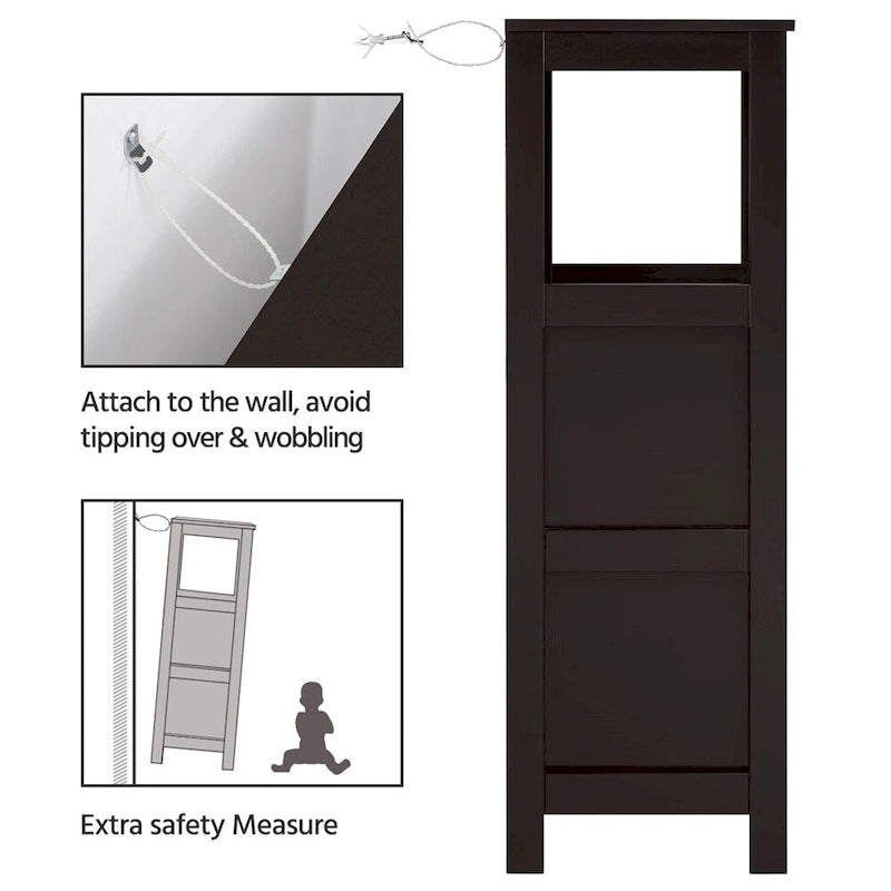 Yaheetech Mobile Bagno a Terra a 3 Ripiani, 2 Cassetti a Scomparsa 1 Scaffale