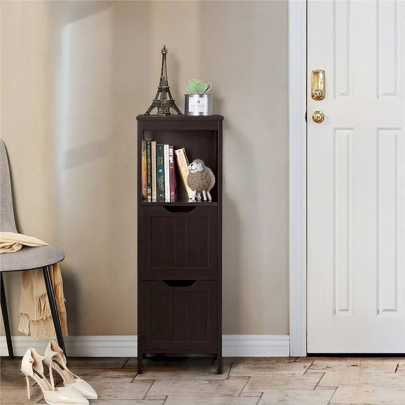 Yaheetech Mobile Bagno a Terra a 3 Ripiani, 2 Cassetti a Scomparsa 1 Scaffale