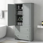 Mobiletto alto da bagno con due ante e cassetti