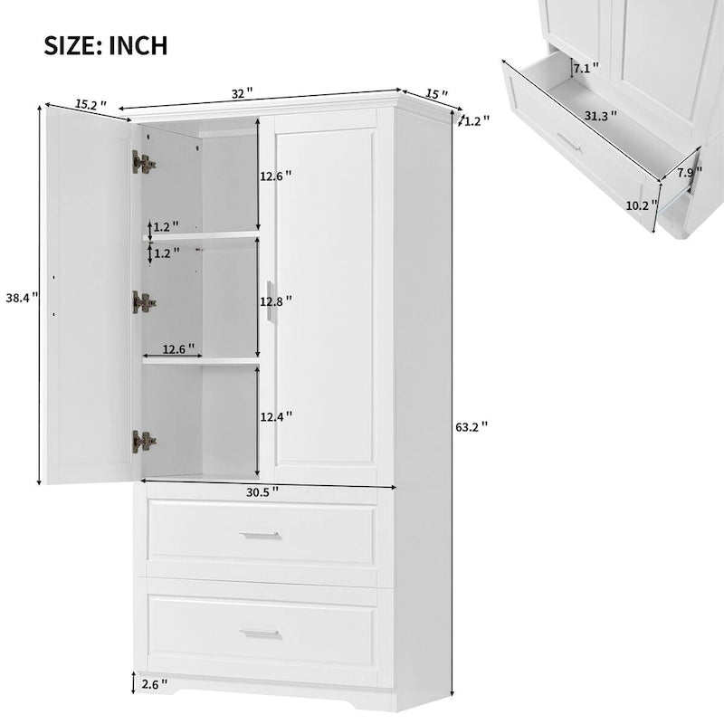 Mobiletto alto da bagno con due ante e cassetti