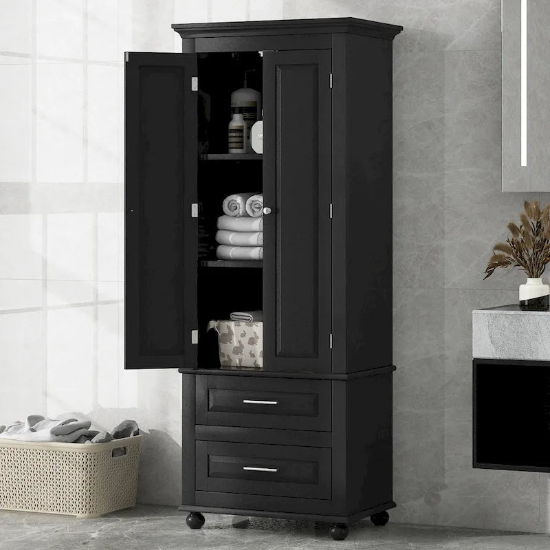 Armadietto verticale autoportante con 2 cassetti e 2 ante per bagno/ufficio
