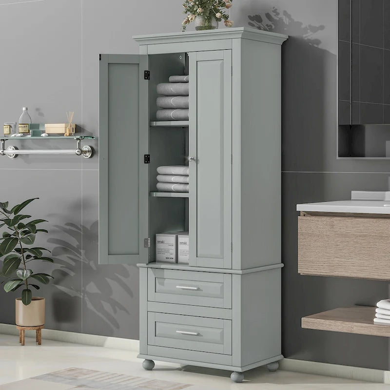 Armadietto verticale autoportante con 2 cassetti e 2 ante per bagno/ufficio