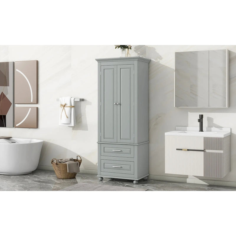 Armadietto verticale autoportante con 2 cassetti e 2 ante per bagno/ufficio