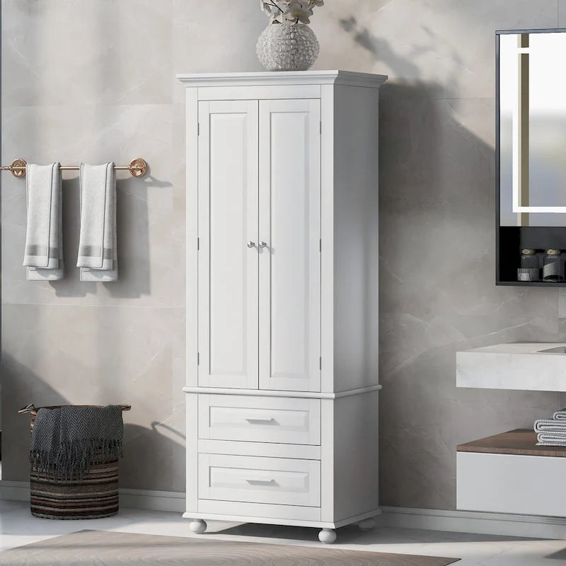 Armadietto verticale autoportante con 2 cassetti e 2 ante per bagno/ufficio