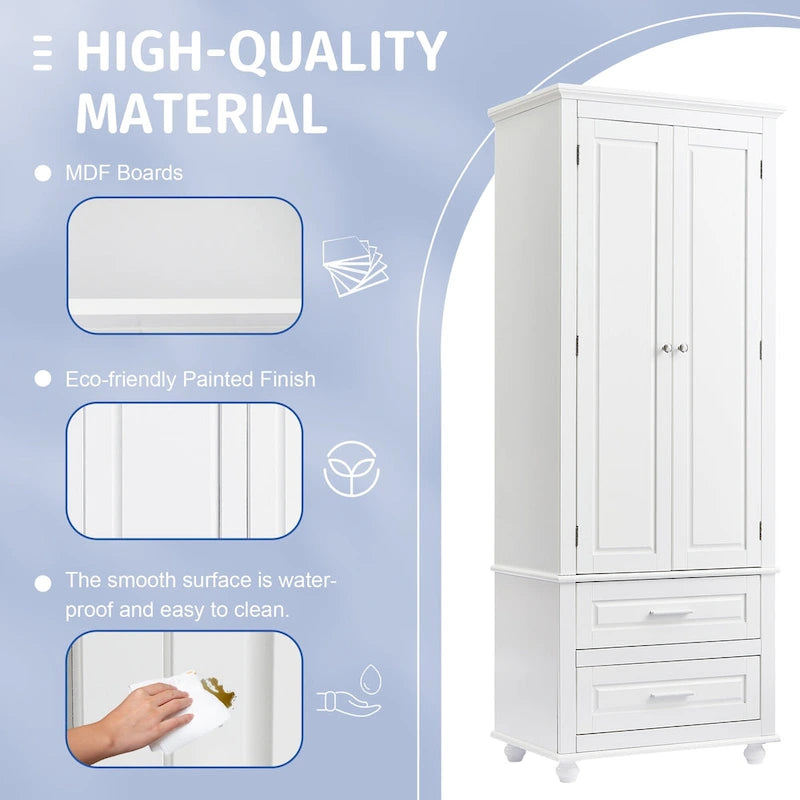 Armadietto verticale autoportante con 2 cassetti e 2 ante per bagno/ufficio