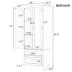 Armadietto verticale autoportante con 2 cassetti e 2 ante per bagno/ufficio