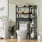 Mensola portaoggetti da 31 W sopra il WC con 2 cassetti e 4 ganci per bagno e lavanderia