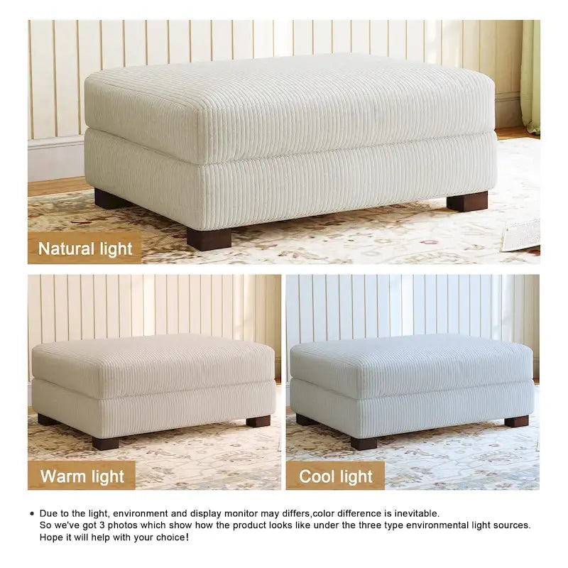 Pouf poggiapiedi oversize in velluto a coste moderno