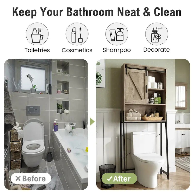 Mobiletto organizer da bagno salvaspazio sopra il WC con ripiano regolabile