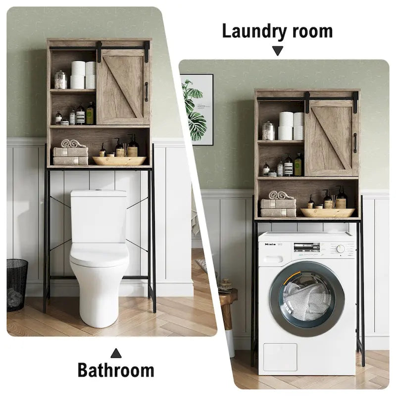 Mobiletto organizer da bagno salvaspazio sopra il WC con ripiano regolabile