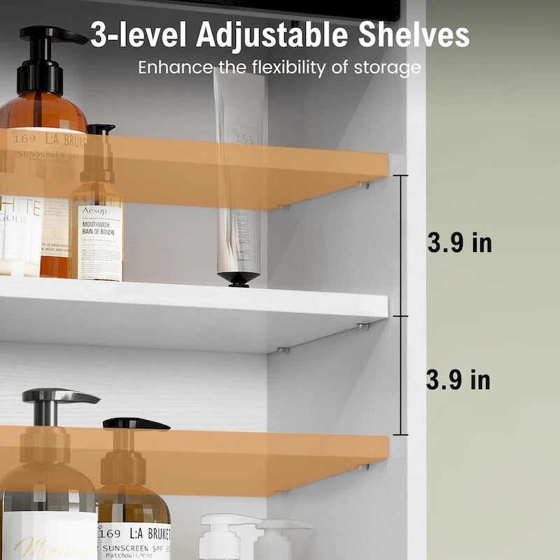 Mobiletto organizer da bagno salvaspazio sopra il WC con ripiano regolabile