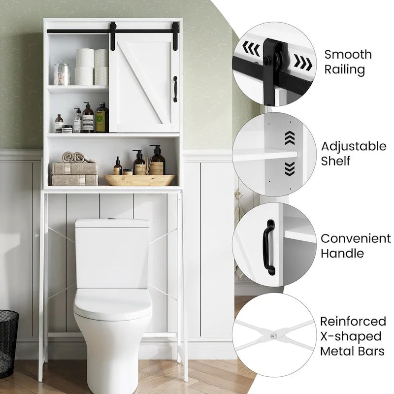 Mobiletto organizer da bagno salvaspazio sopra il WC con ripiano regolabile