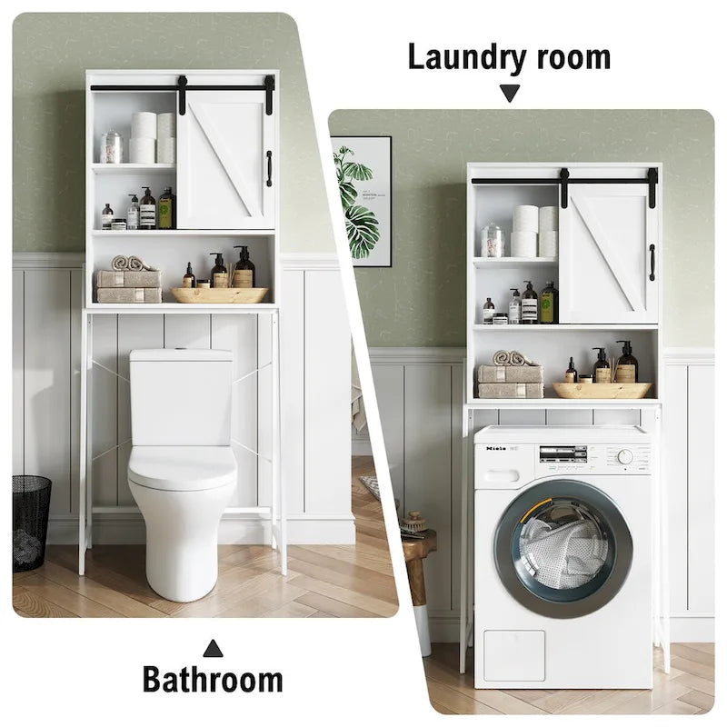 Mobiletto organizer da bagno salvaspazio sopra il WC con ripiano regolabile