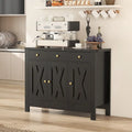 Madia da Cucina Credenza con Armadietto, Mobile Contenitore per Caffè, Dispensa con 3 Cassetti e Ripiano Regolabile