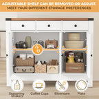 Madia da Cucina Credenza con Armadietto, Mobile Contenitore per Caffè, Dispensa con 3 Cassetti e Ripiano Regolabile