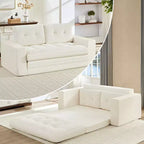 Mjkone Divano letto futon convertibile 2 in 1 da 180 cm, in tessuto a coste, pieghevole, con bottoni trapuntati, divanetto salvaspazio