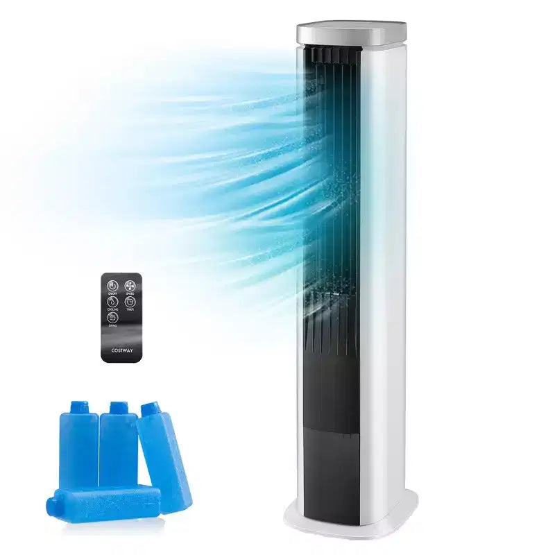 Costway Raffreddatore d'Aria Evaporativo Portatile 3-in-1 da 40" con Ventilatore a Torre Senza Pale e Timer