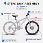 Mountain bike Okak 26" con freni a disco, bici per adulti a 21 velocità con telaio durevole e doppia sospensione posteriore, bicicletta per ciclismo urbano