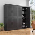 Armadio decorativo con 12 ripiani da 157 cm in vimini nero ad alta venatura del legno