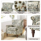 Poltrona Araceli Tradizionale in Legno Imbottita Floreale con Schienale Alto e Borchie | ART OF LIVING DESIGNS