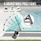 Set di 3 sedie a sdraio da esterno, lettini da piscina in alluminio con tavolino e ruote, reclinabili regolabili con imbottitura in textilene
