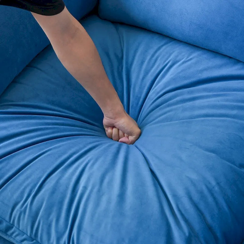 Divano Sezionale a U "Velvet Cloud", Ampio Divano Convertibile con Seduta Profonda Imbottita in Piuma e 2 Pouf Contenitore.