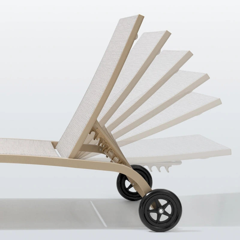 Lettini prendisole regolabili per esterni VredHom con ruote - 109,7 cm P * 30,5 cm A * 55,6 cm L