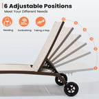 Lettini prendisole regolabili per esterni VredHom con ruote - 109,7 cm P * 30,5 cm A * 55,6 cm L