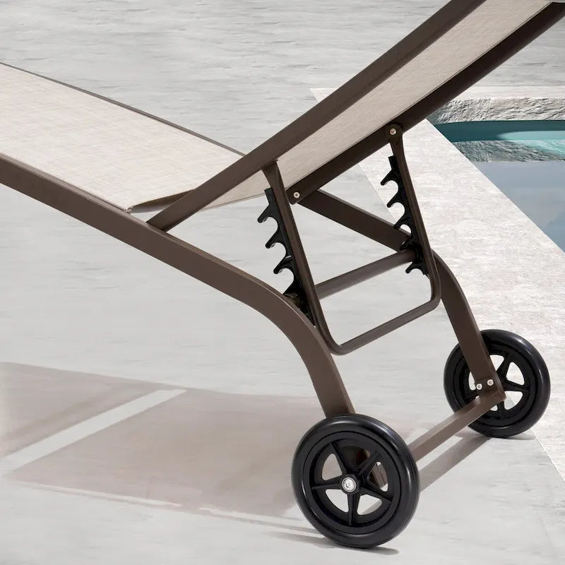 Lettini prendisole regolabili per esterni VredHom con ruote - 109,7 cm P * 30,5 cm A * 55,6 cm L