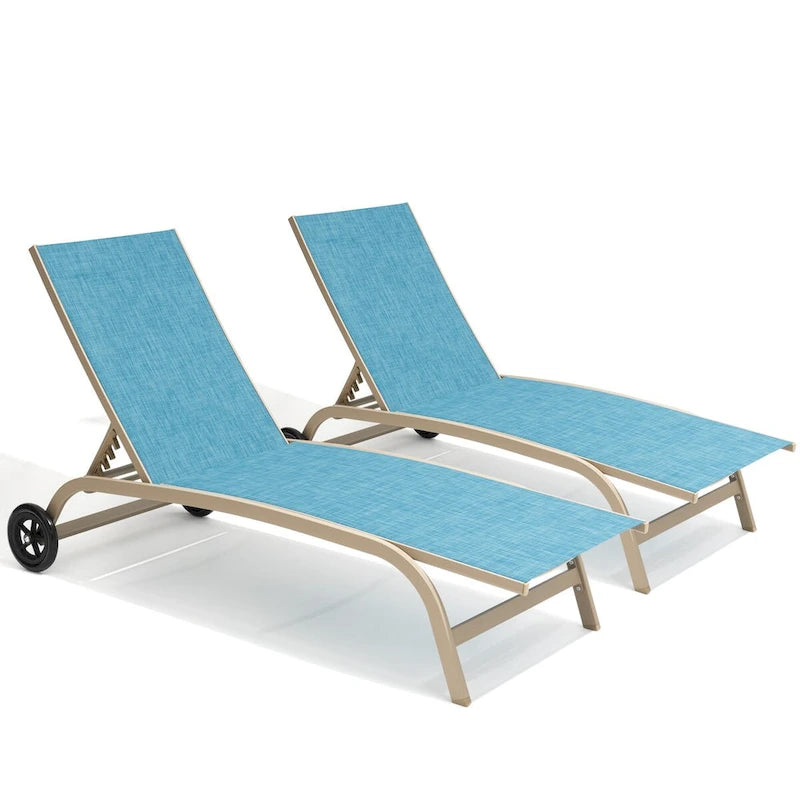 Lettini prendisole regolabili per esterni VredHom con ruote - 109,7 cm P * 30,5 cm A * 55,6 cm L