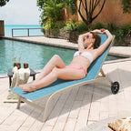 Lettini prendisole regolabili per esterni VredHom con ruote - 109,7 cm P * 30,5 cm A * 55,6 cm L