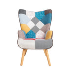 Poltrona con Pouf, Set Sedia e Ottomana per Soggiorno, Comoda Poltroncina Laterale per Camera da Letto, Superficie in Tessuto con Giunture Creative