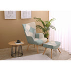 Poltrona con Pouf, Set Sedia e Ottomana per Soggiorno, Comoda Poltroncina Laterale per Camera da Letto, Superficie in Tessuto con Giunture Creative