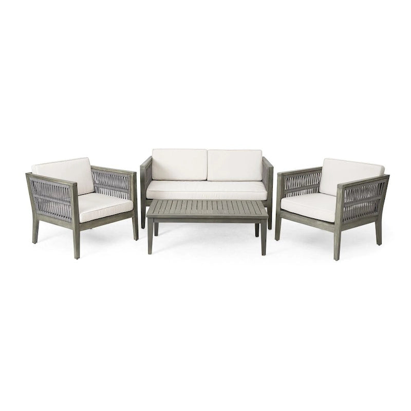 Set di mobili da giardino in legno di acacia a 4 pezzi