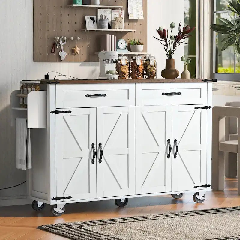 53.5Isola da cucina in stile rustico con presa di corrente