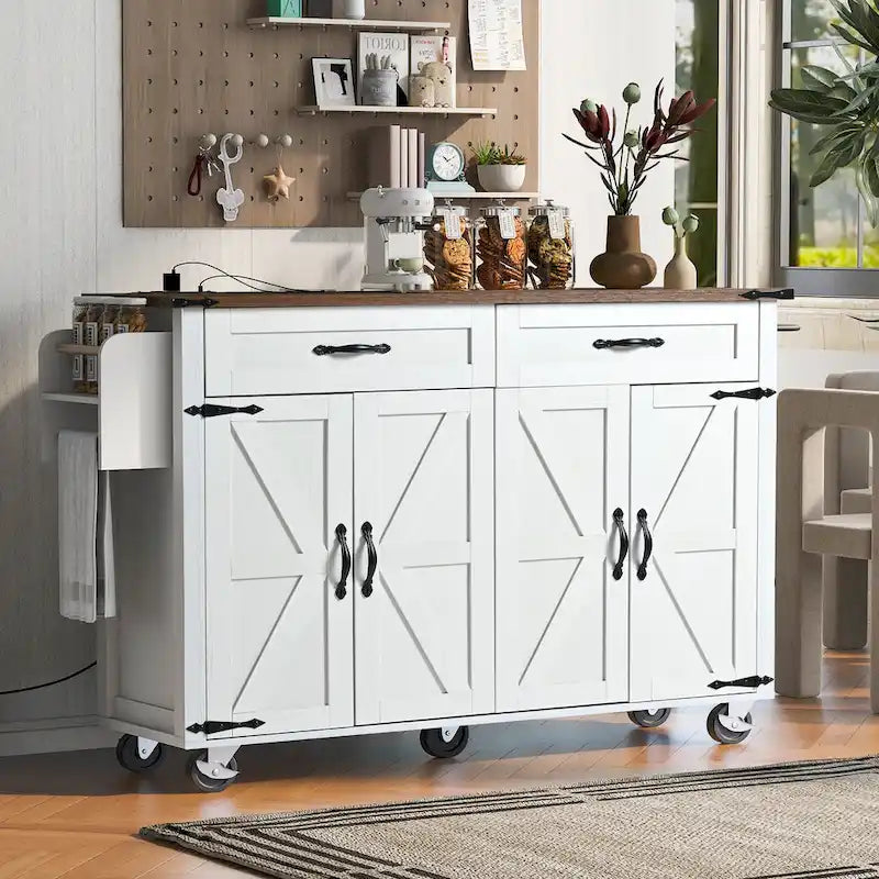 53.5Isola da cucina in stile rustico con presa di corrente