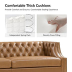 Divano con design trapuntato in vera pelle Eugne Transitional con gambe in legno massello di HULALA HOME