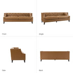 Divano con design trapuntato in vera pelle Eugne Transitional con gambe in legno massello di HULALA HOME